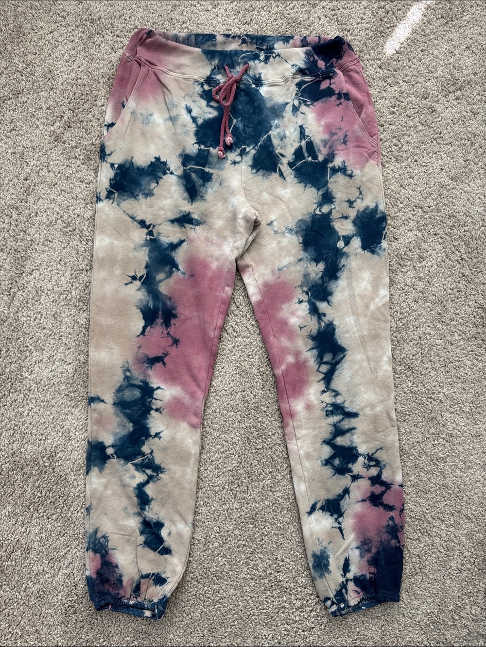 Daydreamer Tie-Dye Jogger Pants in Mauve, Navy & Grey